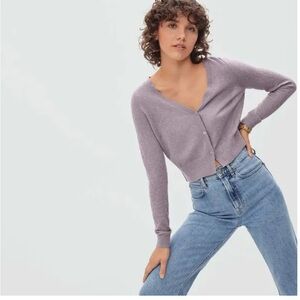 Everlane Cardigan Gray The Featherweight Alpaca Crop Sweater Size XS